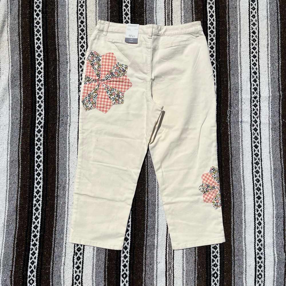 Mid Rise Patchwork Mom Pants | Style and Co